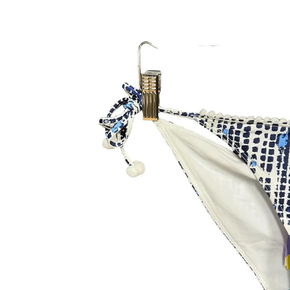 Poupette St. Barth Lucy Pom Trim Dotted Bikini‎ Bottom Navy Blue Size XS - Picture 4 of 11